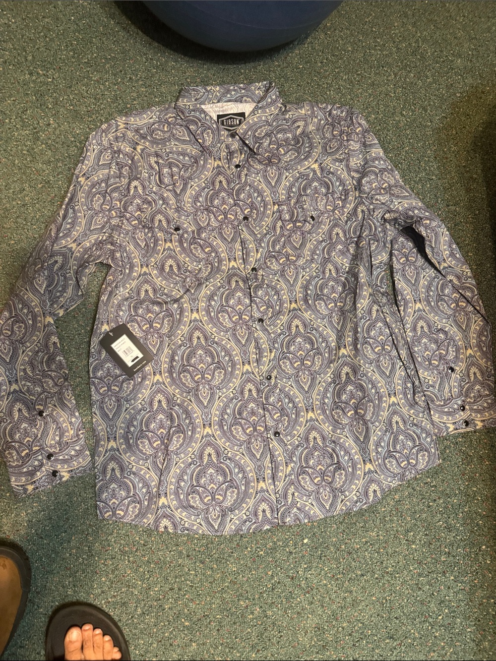 Robert Graham Men’s Blue and White Paisley Button-Down Shirt